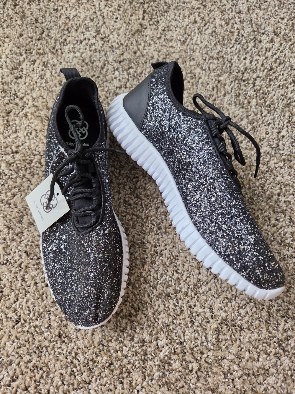 Daisy Fuentes Black Glitter Sneakers